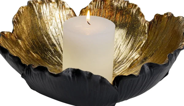 Ciotola decorativa Flower Bloom nero-oro Ø25cm - KARE