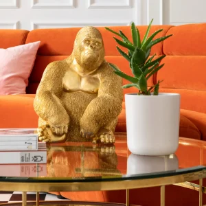 Deco Figurine Monkey Gorilla Side Medium Gold - KARE