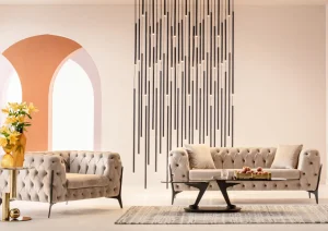 Divano Bellissima 2 posti velluto beige 200cm - KARE