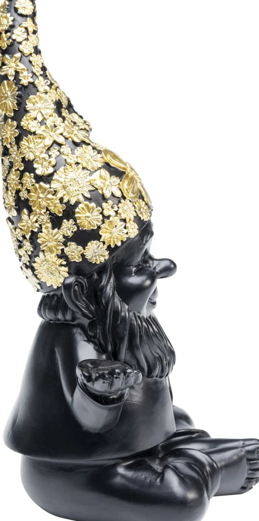 Figura decorativa Gnome Meditation nero-oro 19cm - KARE