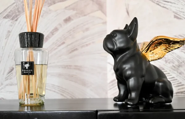 Figura Decorativa Sitting Angel Dog Oro-Nero - KARE