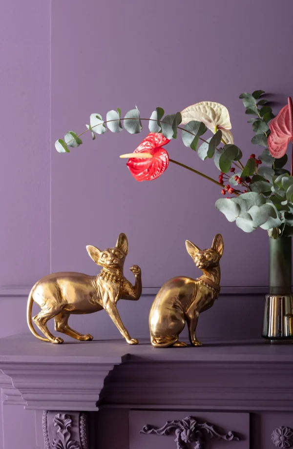 Figura decorativa Standing Cat Audrey oro 29cm - KARE