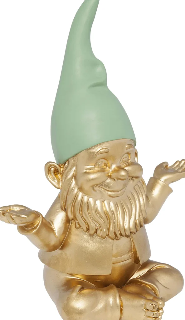 Figura Decorativa Zwerg Meditation Oro/Verde 19cm - KARE