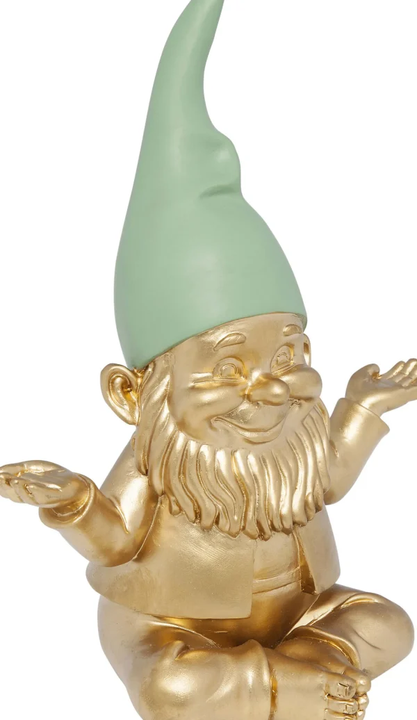 Figura Decorativa Zwerg Meditation Oro/Verde 19cm - KARE