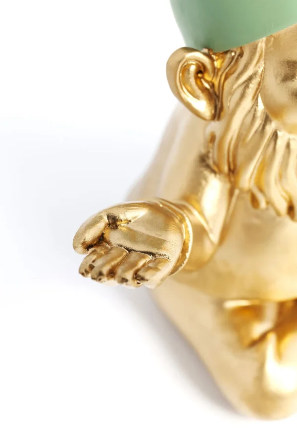 Figura Decorativa Zwerg Meditation Oro/Verde 19cm - KARE