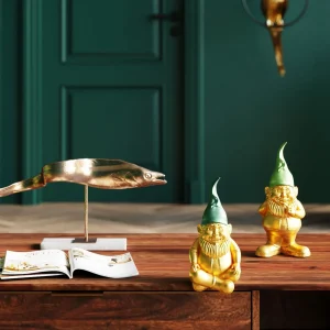 Figura Decorativa Zwerg Sitting Oro/Verde 19cm - KARE