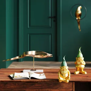Figura Decorativa Zwerg Sitting Oro/Verde 19cm - KARE