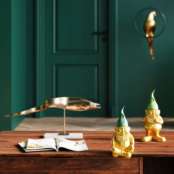 Figura Decorativa Zwerg Sitting Oro/Verde 19cm - KARE