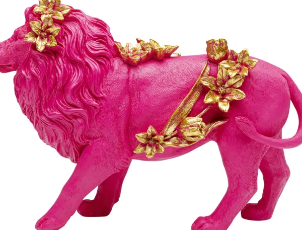Figurina decorativa Flower Lion fucsia 19cm - KARE