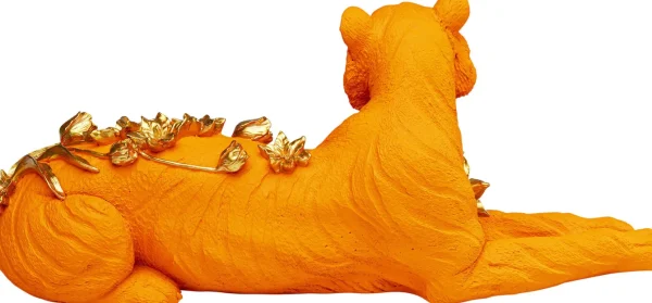 Figurina decorativa Flower Leopard arancione 26cm - KARE