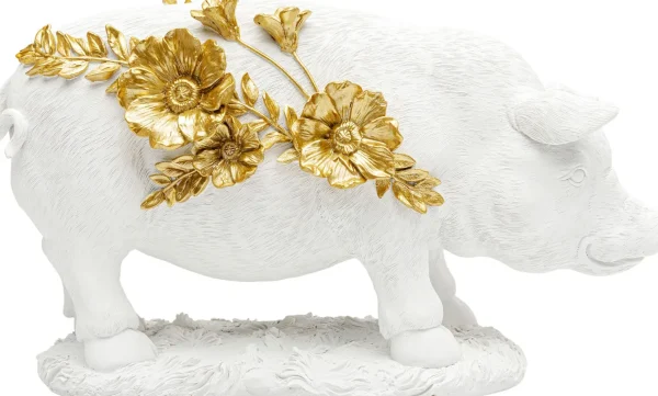 Figurina decorativa Flower Pig bianco 21cm - KARE