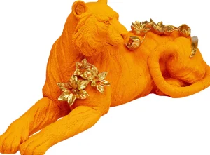 Figurina decorativa Flower Leopard arancione 26cm - KARE