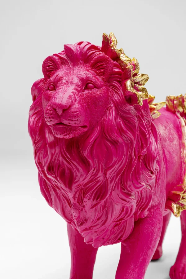 Figurina decorativa Flower Lion fucsia 19cm - KARE