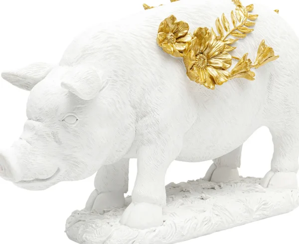 Figurina decorativa Flower Pig bianco 21cm - KARE
