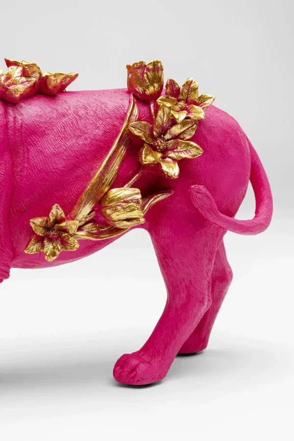 Figurina decorativa Flower Lion fucsia 19cm - KARE