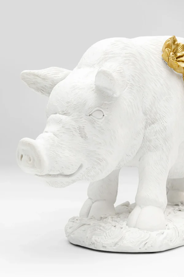 Figurina decorativa Flower Pig bianco 21cm - KARE