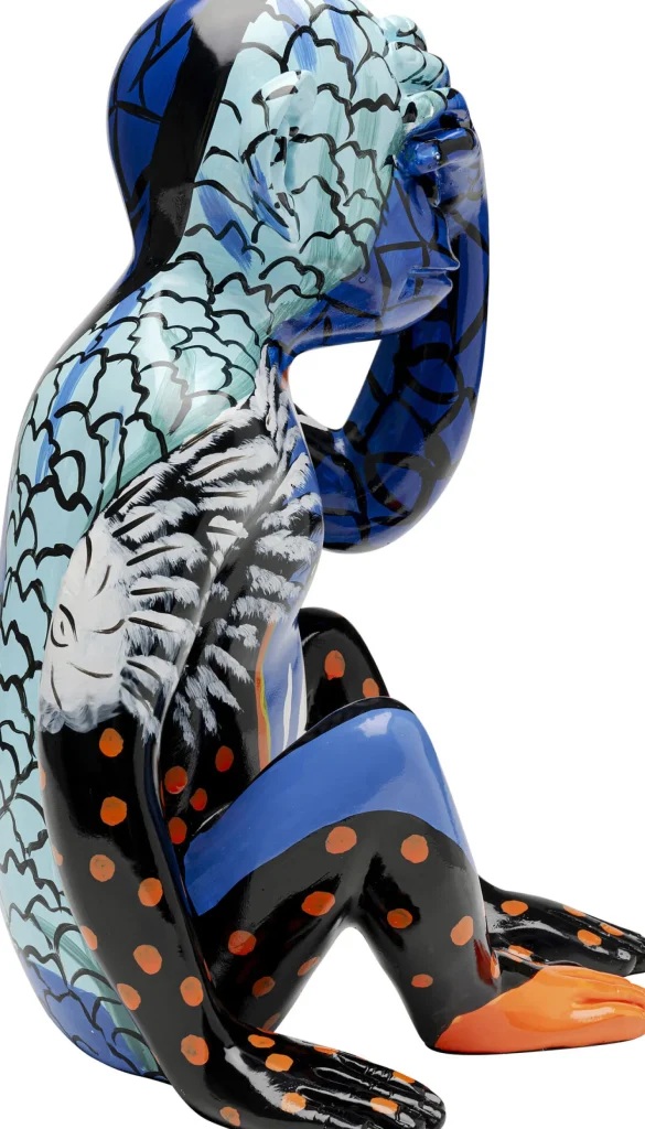 Figurina decorativa Graffiti Monkey blu 39cm - KARE