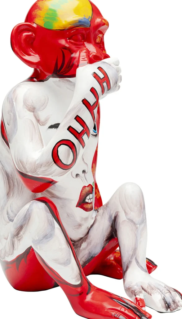 Figurina decorativa Graffiti Monkey rosso 39cm - KARE