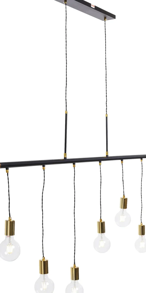 Lampada a sospensione di design con 6 punti luce dallo stile industry - Pole Black Six - KARE