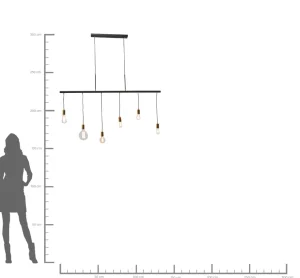 Lampada a sospensione di design con 6 punti luce dallo stile industry - Pole Black Six - KARE
