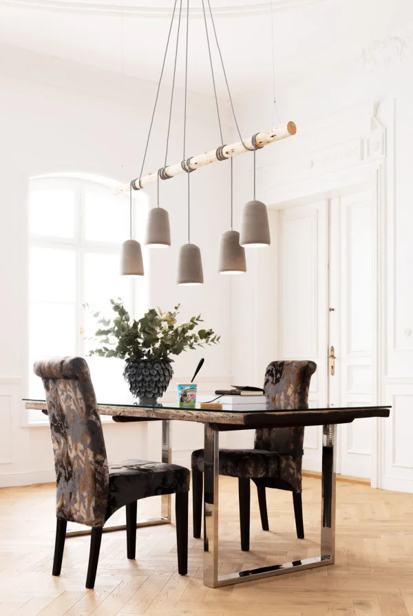 Lampadario dal design moderno in legno e cemento - Dining Concrete cinque - KARE