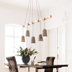 Lampadario dal design moderno in legno e cemento - Dining Concrete cinque - KARE