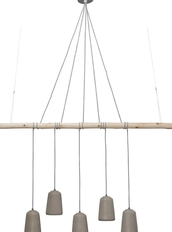 Lampadario dal design moderno in legno e cemento - Dining Concrete cinque - KARE