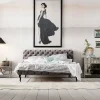 Letto Desire 200x200cm Velluto Grigio Argento - KARE