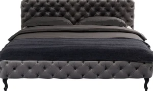 Letto Desire 200x200cm Velluto Grigio Argento - KARE