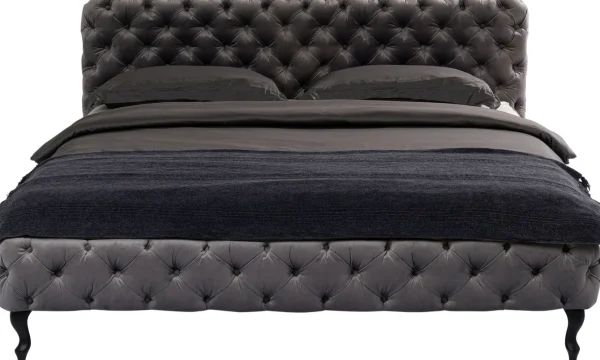 Letto Desire 200x200cm Velluto Grigio Argento - KARE