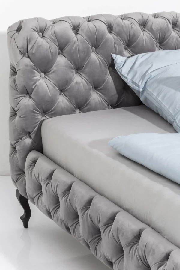Letto Desire 200x200cm Velluto Grigio Argento - KARE