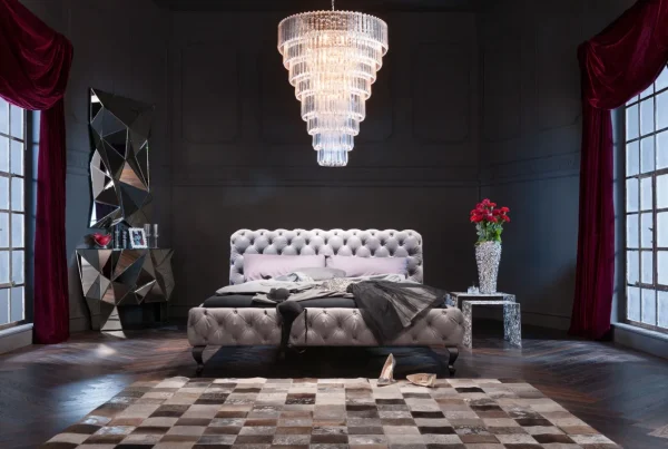Letto Desire 200x200cm Velluto Grigio Argento - KARE