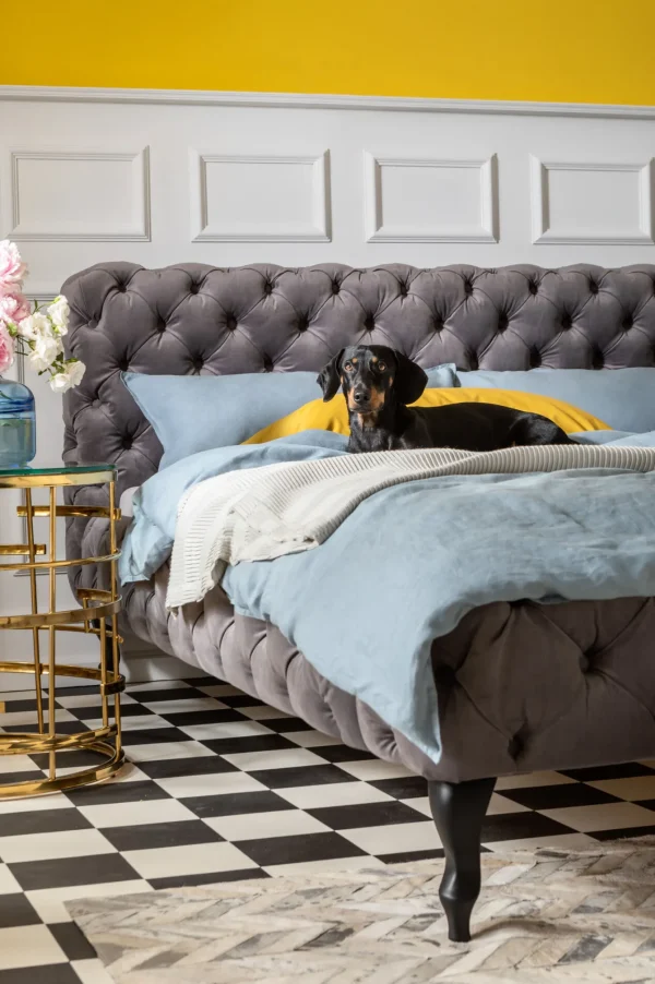 Letto Desire 160x200cm Velluto Grigio Argento - KARE