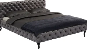 Letto Desire 200x200cm Velluto Grigio Argento - KARE