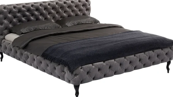 Letto Desire 200x200cm Velluto Grigio Argento - KARE