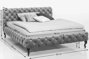 Letto Desire 180x200cm Velluto Grigio Argento - KARE