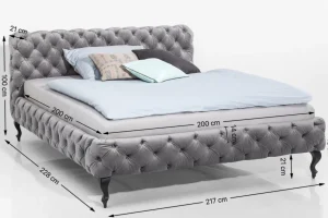 Letto Desire 200x200cm Velluto Grigio Argento - KARE