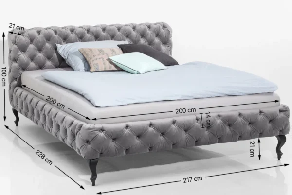 Letto Desire 200x200cm Velluto Grigio Argento - KARE