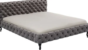 Letto Desire 200x200cm Velluto Grigio Argento - KARE