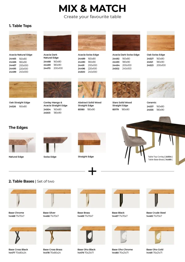 Piano Tavola bordo vivo 90x180cm - KARE