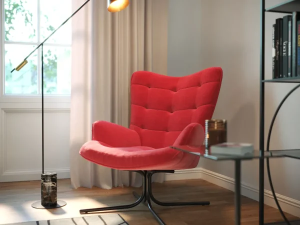 Poltrona girevole Oscar velluto rosso - KARE