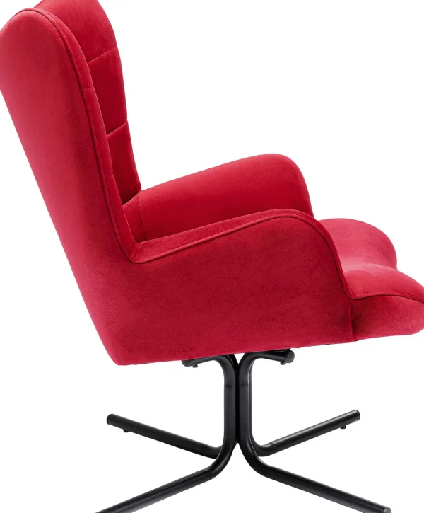 Poltrona girevole Oscar velluto rosso - KARE