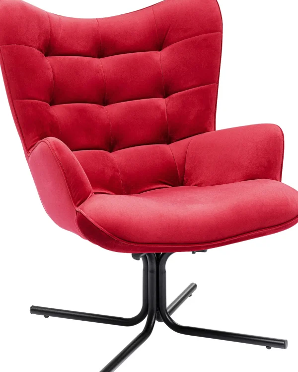 Poltrona girevole Oscar velluto rosso - KARE