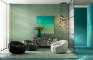 Poltrona girevole Peppo Bloom Melange Verde - KARE