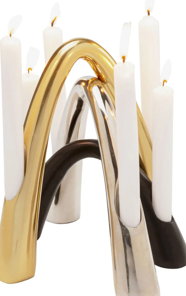 Portacandele Bow Duo cromo 21cm - KARE