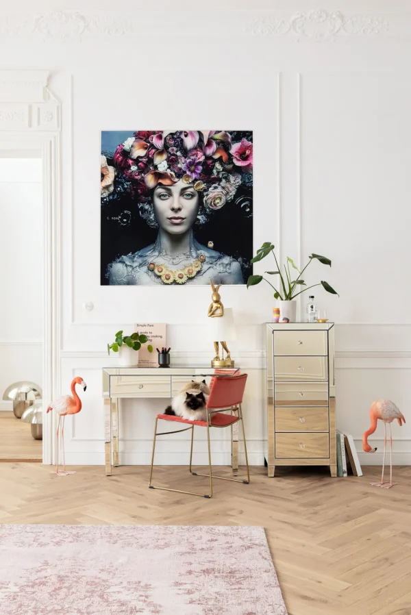 Quadro in vetro Flower Art Lady 120x120cm - KARE