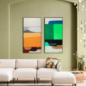 Quadro incorniciato Abstract Shapes arancione 73x143cm - KARE