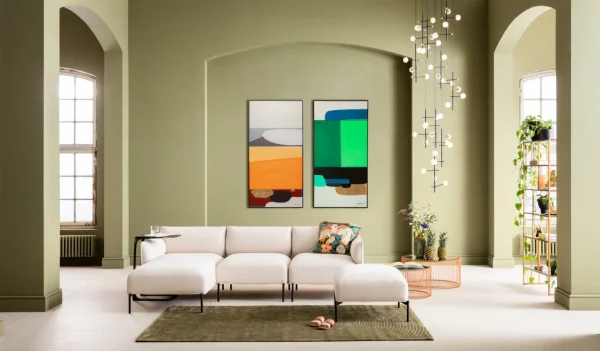 Quadro incorniciato Abstract Shapes verde 73x143cm - KARE