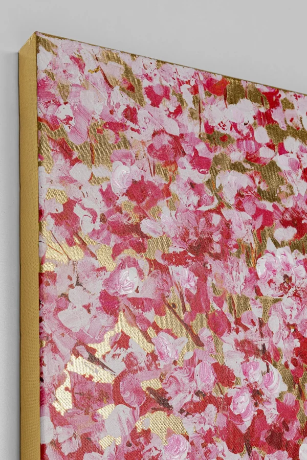 Quadro Ritoccato Flower Couple Oro-Rosa 100x80cm - KARE