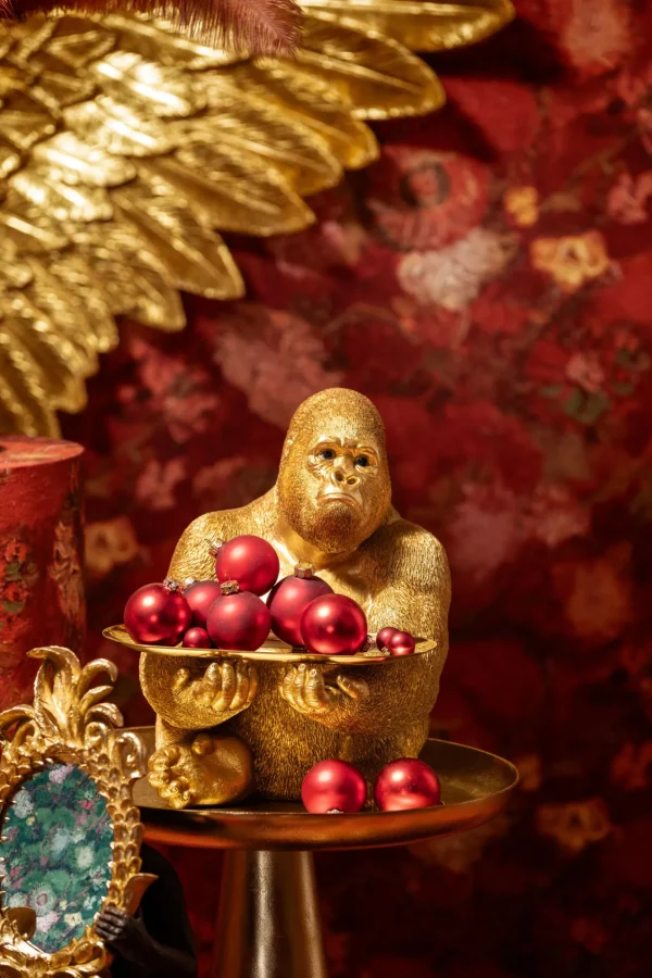 Statua "GORILLA" maggiordomo con vassoio color oro - KARE